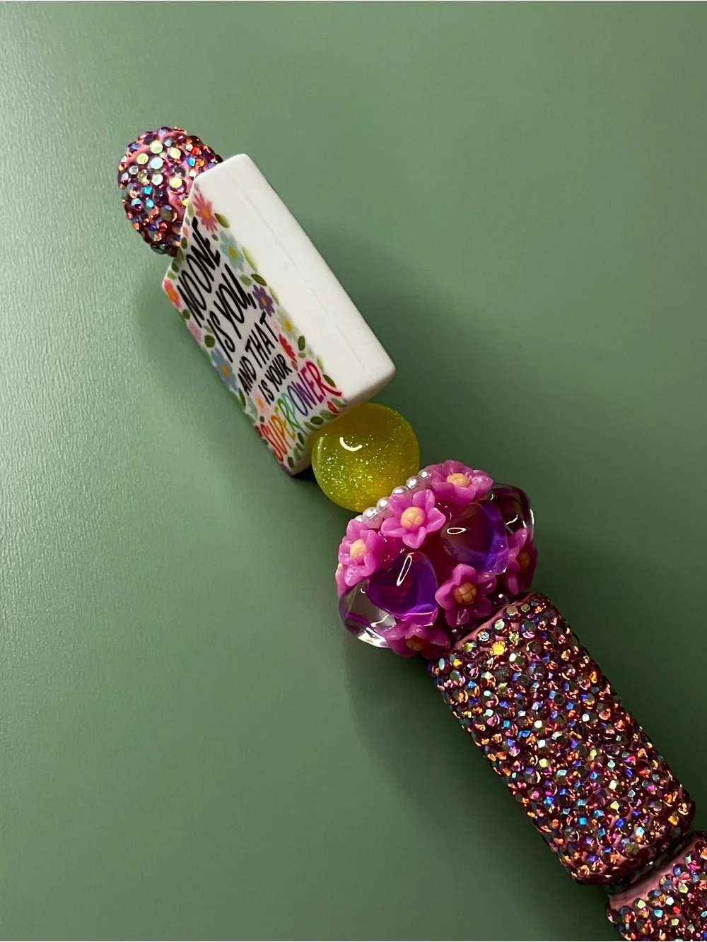 No One is You and That is Your Superpower Handmade Rhinestone Beaded Pen